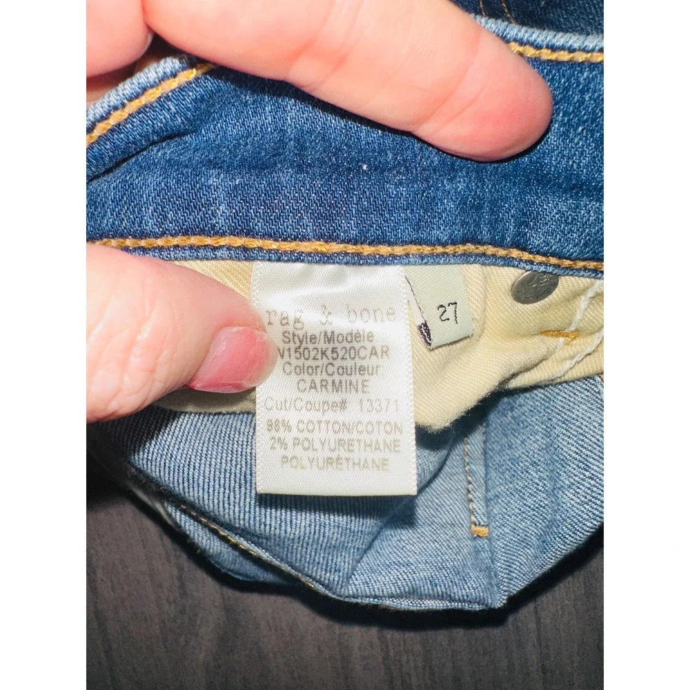 WB3 Rag & Bone Skinny Jeans Carmine Blue Distressed Denim‎ 27 Womens